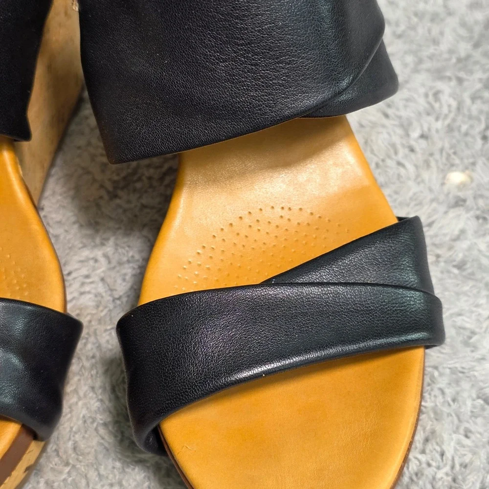 Corso Como Wedge Sandal Black‎ Buttery Leather Cork High  Women 6.5M Excellent